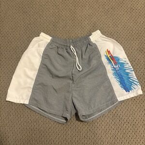 Vintage Men's Kawasaki Jet Ski Jumps Windbreaker Shorts 3in Inseam M Gray White